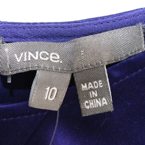 Vince Silk Navy Blue Midi Dress New With Tags Size 10 - Picture 2 of 3